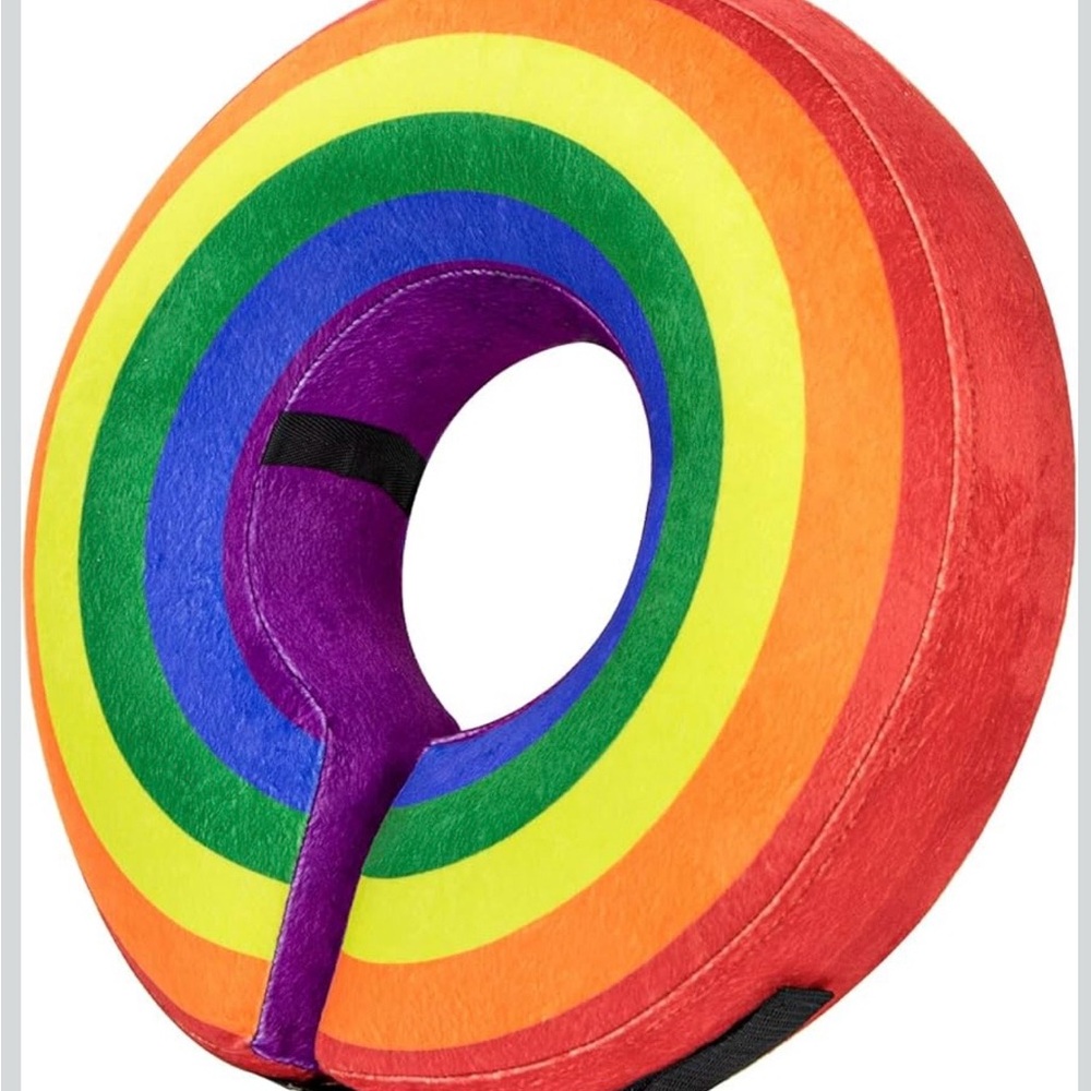 Bencmate Inflatable Rainbow Dog Recovery Collar SZ Medium-Post-Surgery/Injuries
